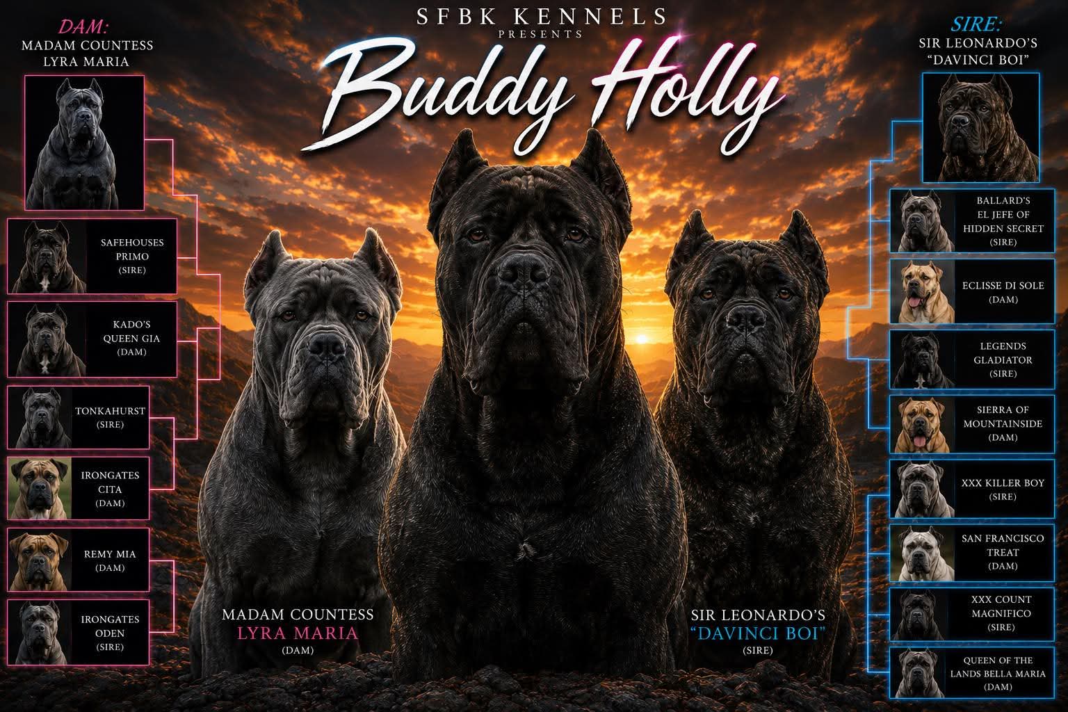 Buddy-Holly generational pedigree — SFBK Kennels Cane Corso bloodline